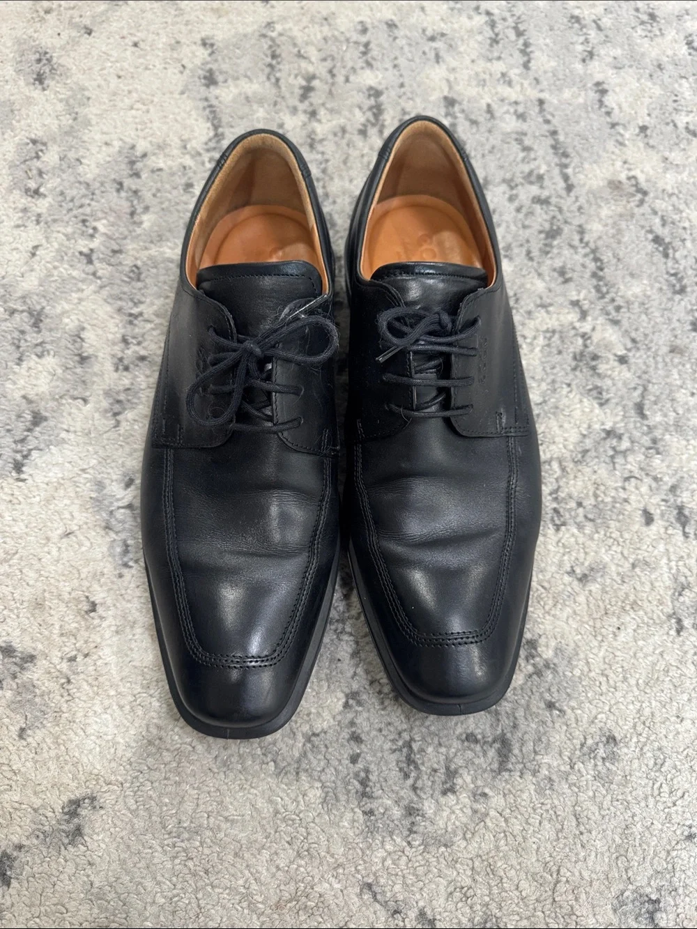 Ecco Black Leather Lace-Up Oxford Shoes